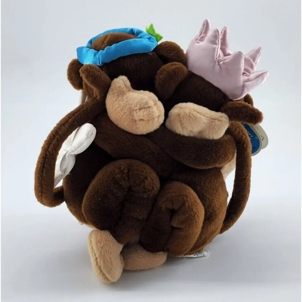 Vtg Y2K 2001 Floppy Friends Best Friends Forever Monkey Plush Duo Angel/Princess